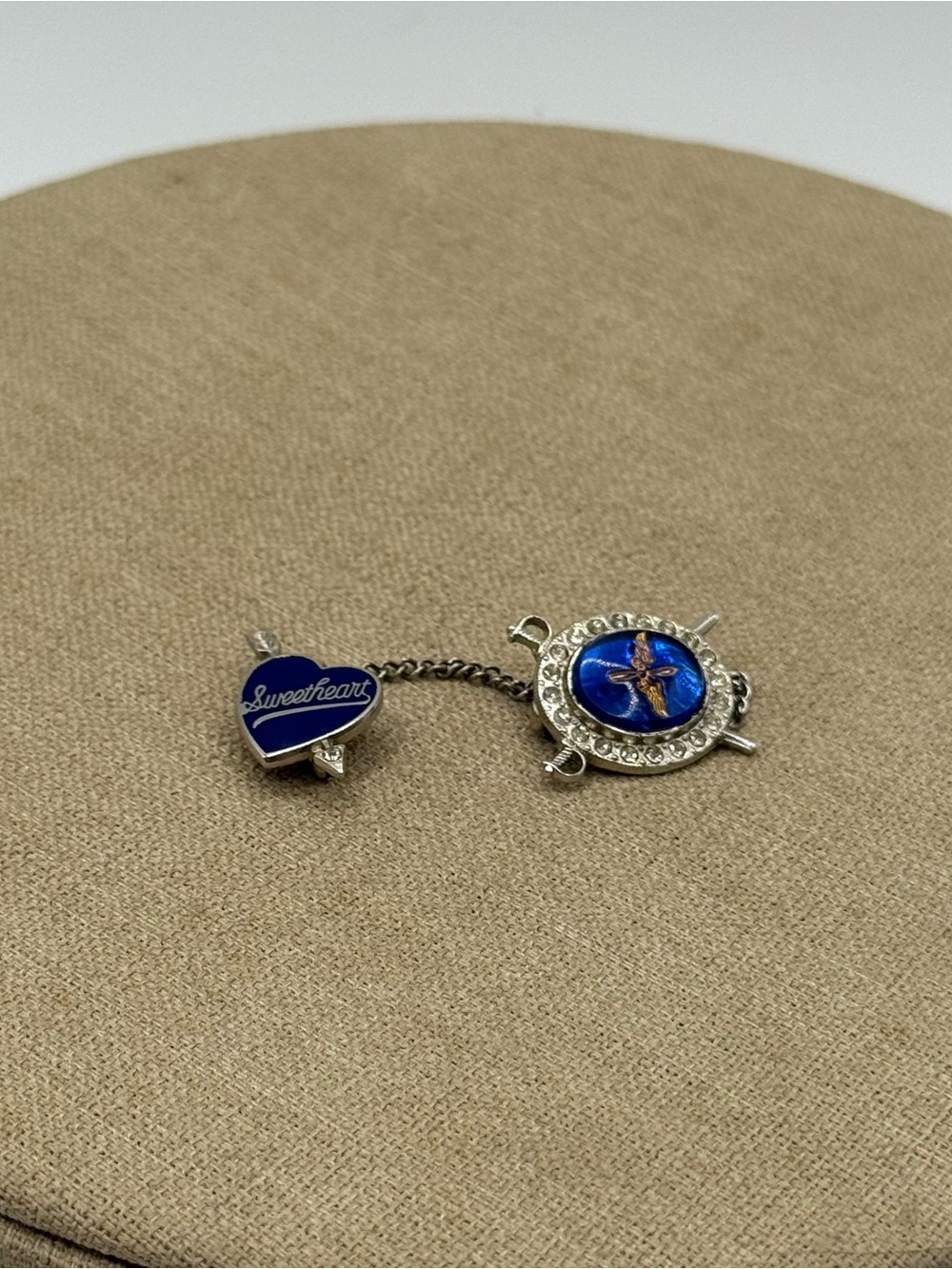 WWII Sweetheart Blue Enamel Nautical Safety Pin Brooch